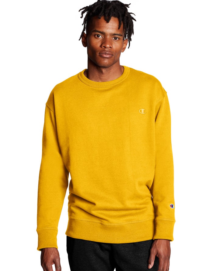 Sudadera Champion Hombre - Powerblend Fleece Crew C Logo ( Amarillo ) 6532180-DL